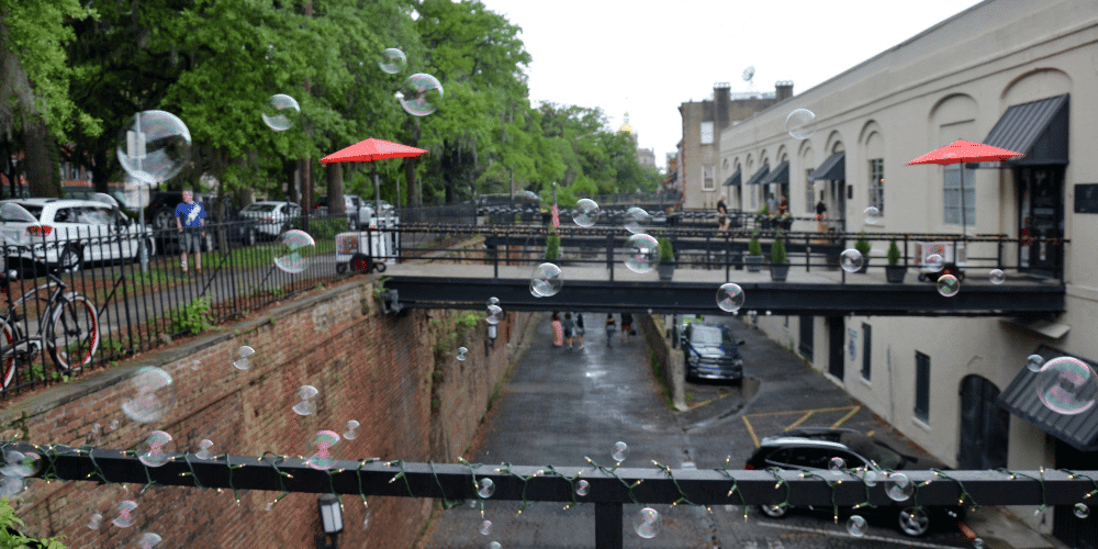 View of Victorian District, East in Savannah Georgia