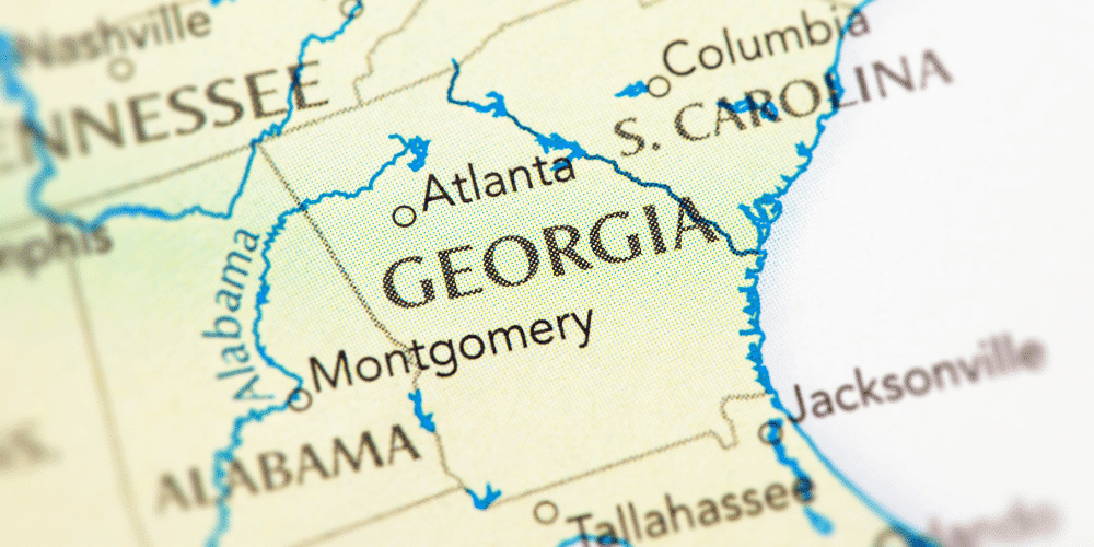 Map of the US state of Georgia