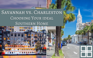 A split picture of scenes in Savannah, GA and Charleston, SC