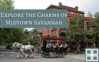 A historic building and horse ad buggy in Midtown Savannah