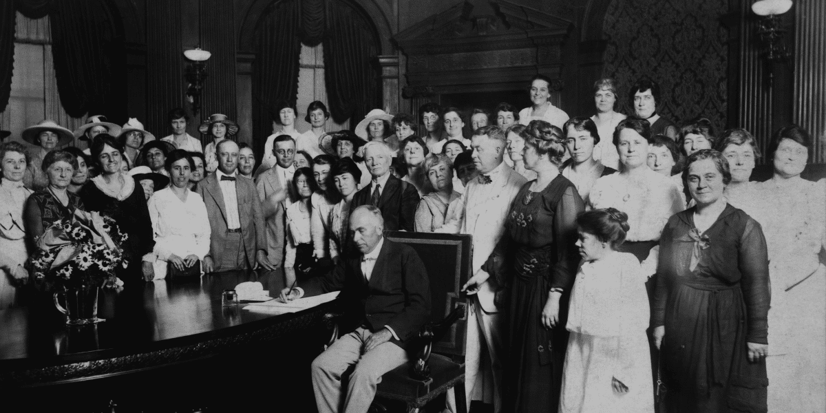 The governor of Missouri ratifies the 19th Amendment to the US Constitution