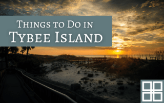 A beach of Tybee Island, Georgia at sunset